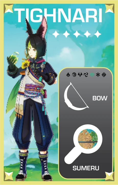 Tighnari custom Genshin Impact trading card — original fan design